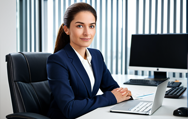 **

"A professional businesswoman in a modest business suit, sitting at a desk in a modern office, fully clothed, appropriate attire, safe for work, perfect anatomy, natural proportions, professional photography, high quality, family-friendly."

**