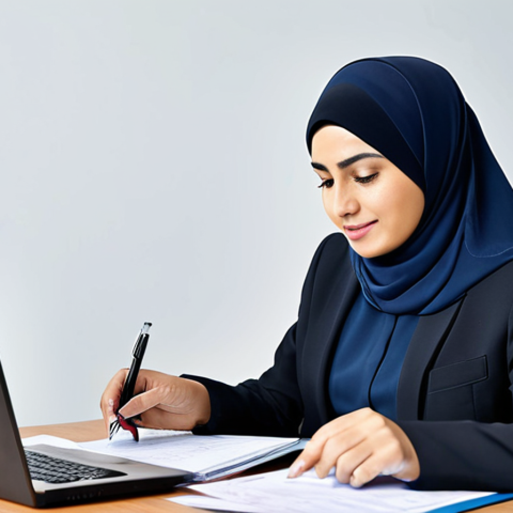 세무사와 법인 등록 절차 - Tax Planning**

"A professional businesswoman in a modest hijab and business attire, reviewing finan...