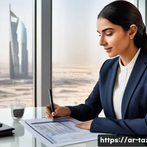 Home 33 세무사 자격증 취득 후 진로 - **Prompt:** A highly professional and confident female tax consultant, of Arab descent, wearing a ch...