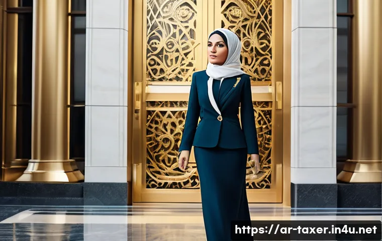 세무사 자격증과 추가 자격증 연계 - **A highly polished, cinematic image featuring a successful Arab female executive.** She is impeccab...