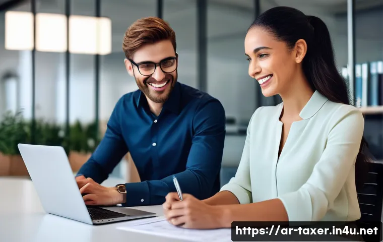 세무사와 프리랜서 세금 신고 - **Prompt:** A confident female freelance professional, dressed in smart, modest business casual atti...