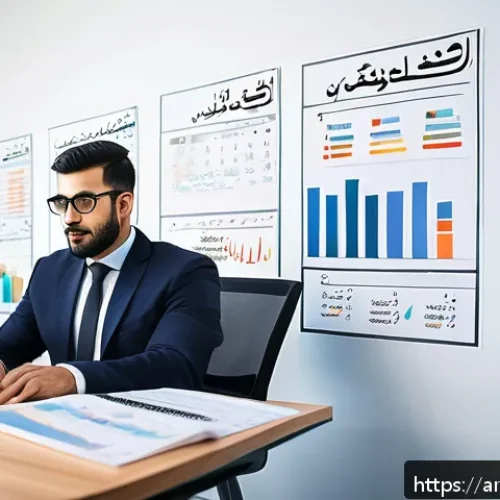 세무사 시험 문제 유형 분석 - A professional Arab accountant sitting at a modern desk in a bright office, deeply focused on solvin...