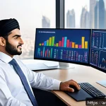 세무사 자격증의 경제적 가치 - A professional Arab accountant in formal business attire, confidently working at a modern office des...